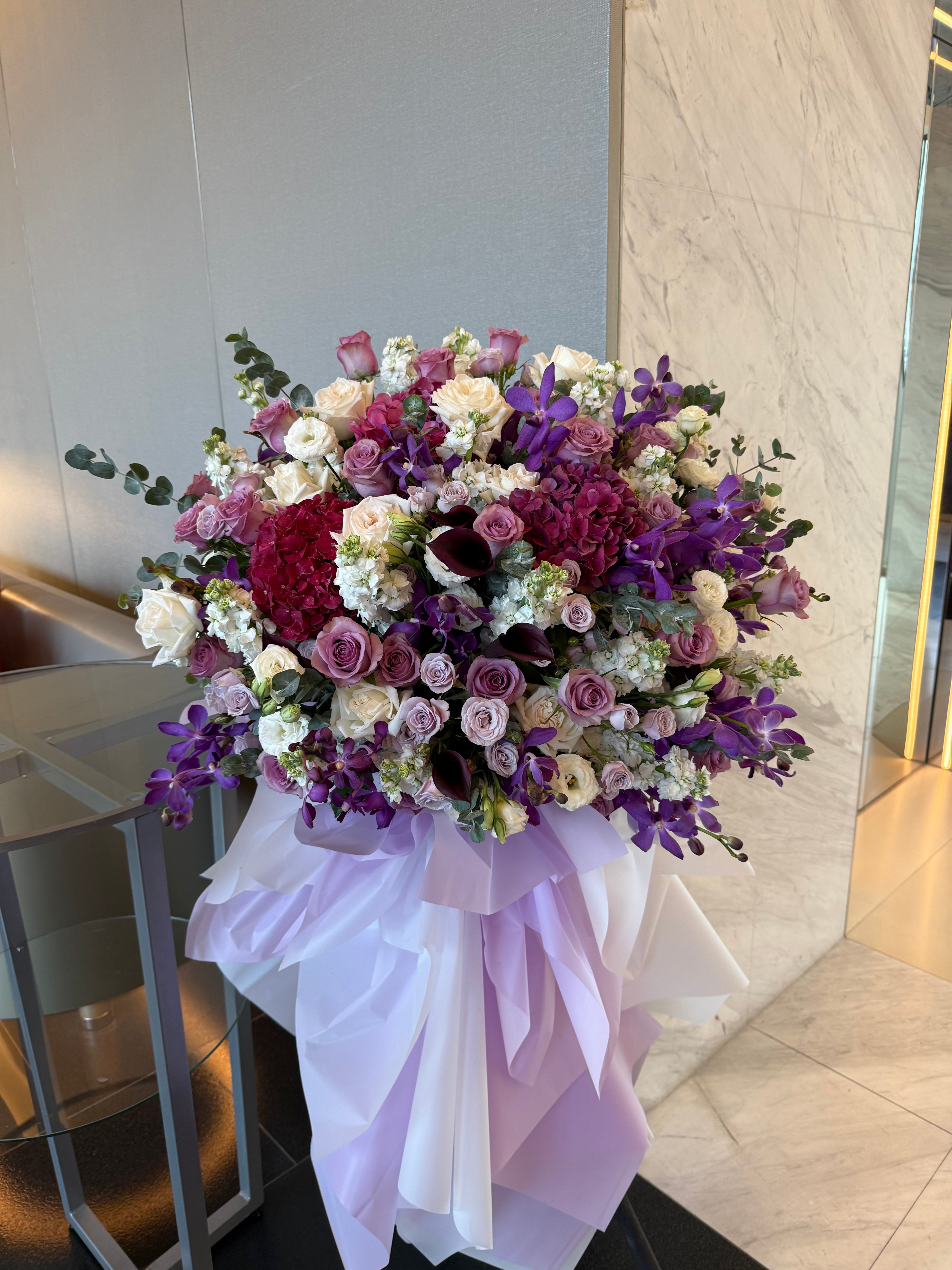Congratulations Flower Stand - Purple Dream