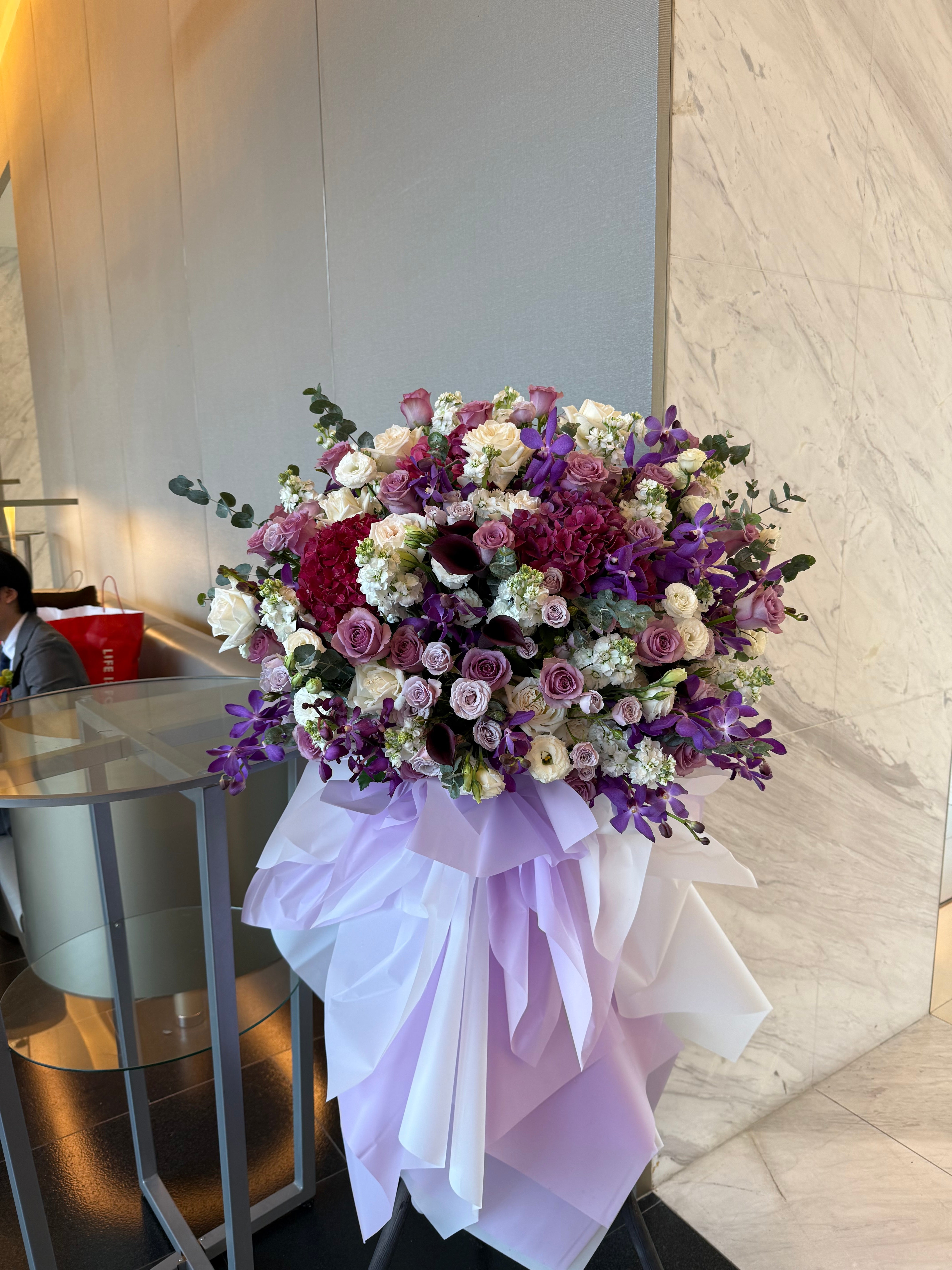Congratulations Flower Stand - Purple Dream